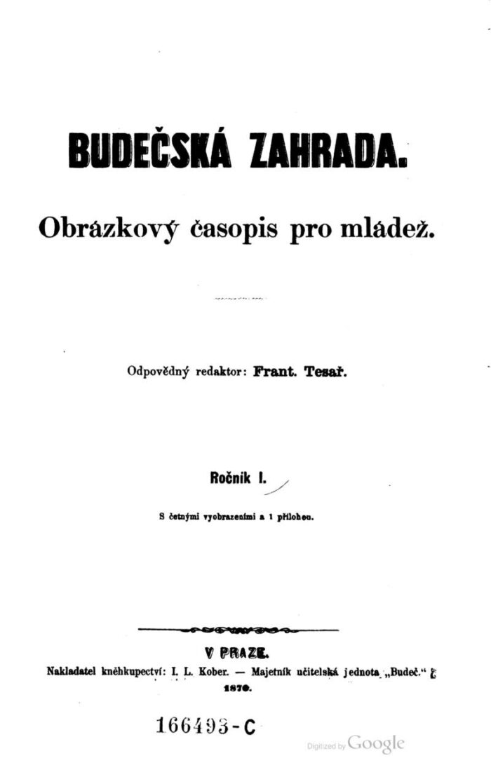 BUDEČSKÁ ZAHRADA – úvodný ročník – rok 1869-70